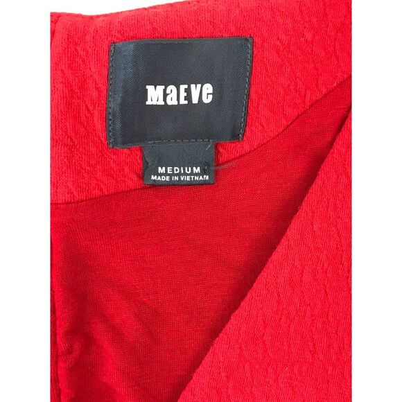 Anthropologie Maeve Red Splitshade Tulip Hem Dress Cap Sleeve V-neck Size Medium - Picture 6 of 12